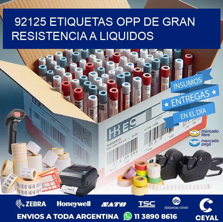 92125 ETIQUETAS OPP DE GRAN RESISTENCIA A LIQUIDOS