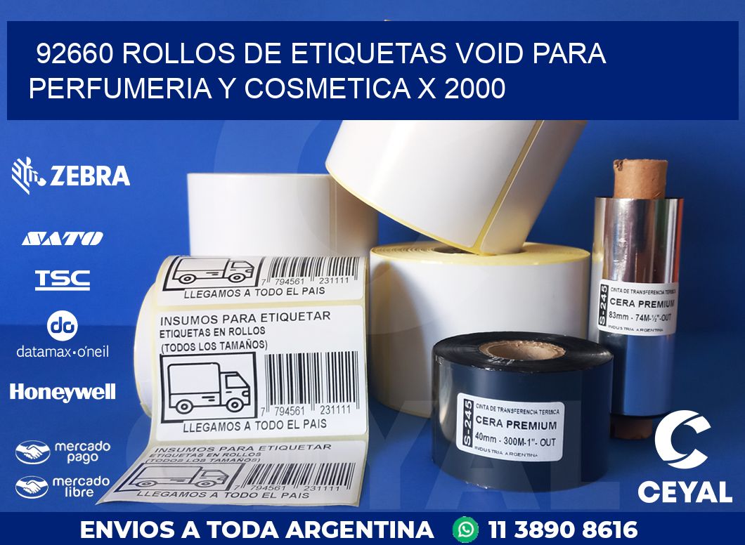 92660 ROLLOS DE ETIQUETAS VOID PARA PERFUMERIA Y COSMETICA X 2000