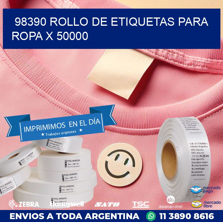 98390 ROLLO DE ETIQUETAS PARA ROPA X 50000