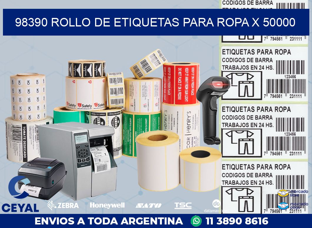 98390 ROLLO DE ETIQUETAS PARA ROPA X 50000
