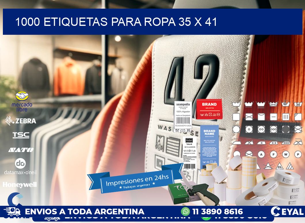 1000 ETIQUETAS PARA ROPA 35 x 41