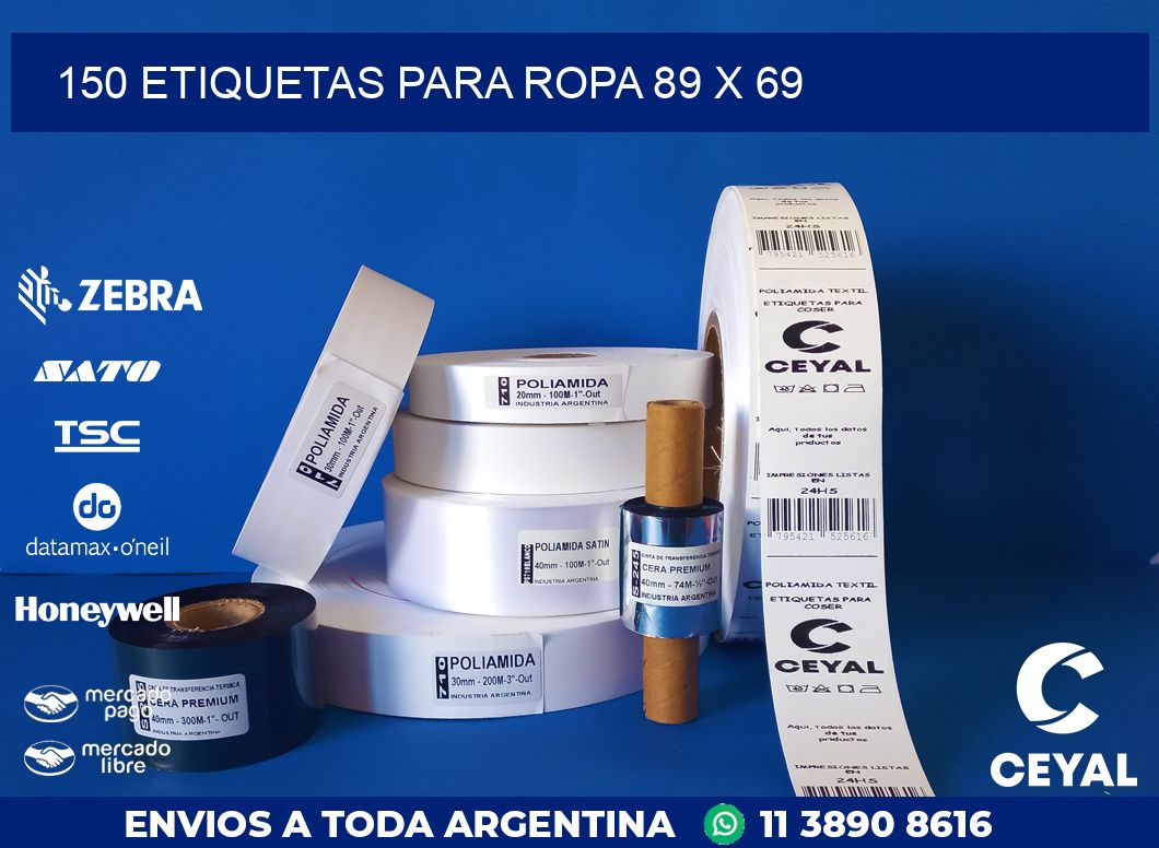 150 ETIQUETAS PARA ROPA 89 x 69