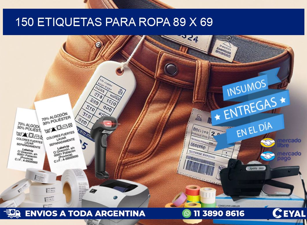 150 ETIQUETAS PARA ROPA 89 x 69