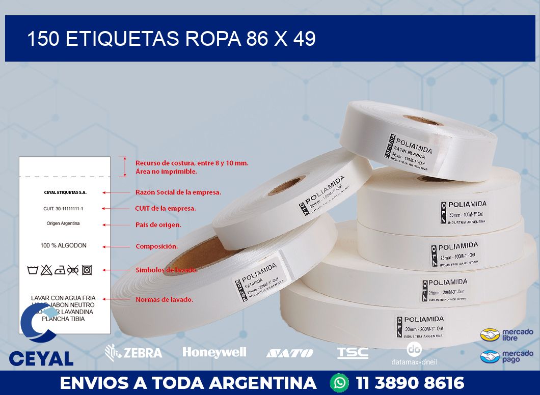 150 ETIQUETAS ROPA 86 x 49