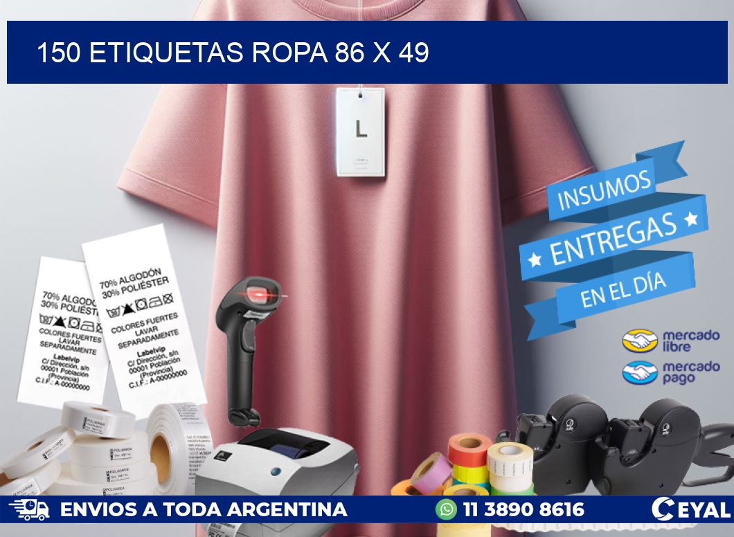 150 ETIQUETAS ROPA 86 x 49