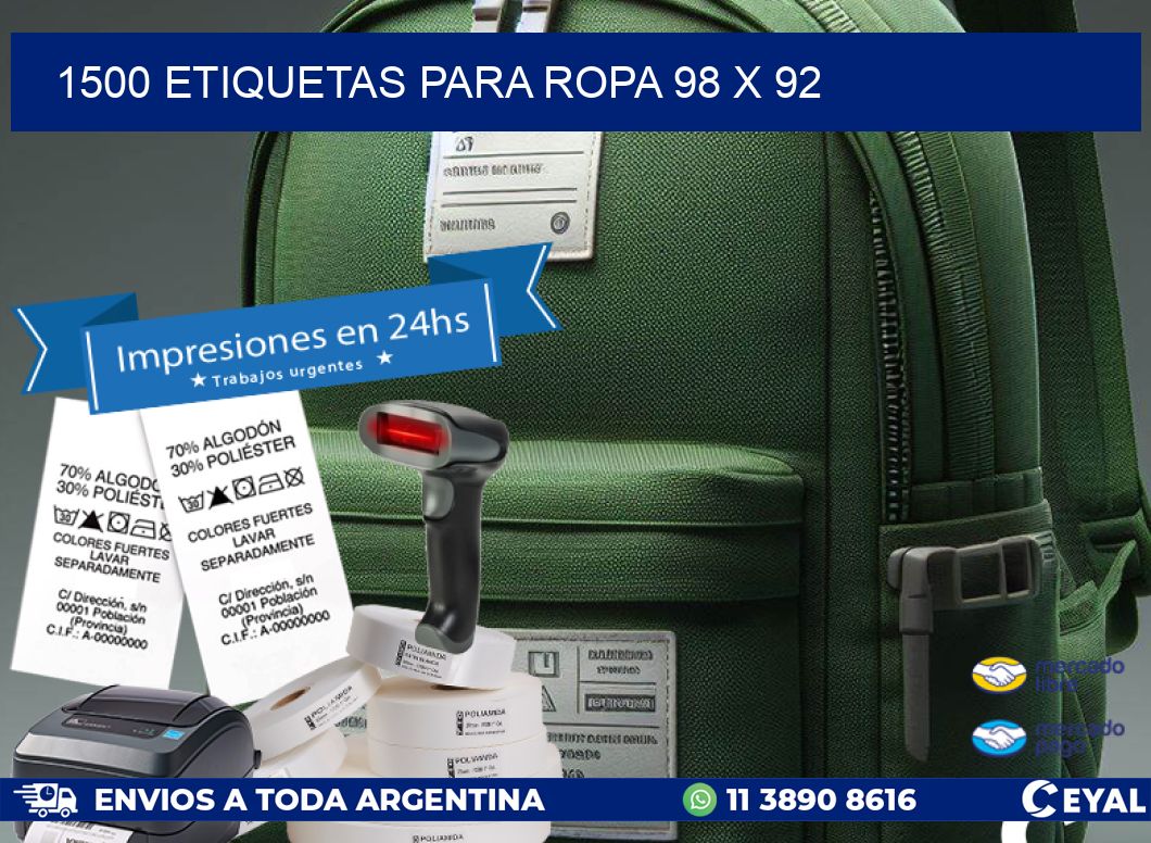 1500 ETIQUETAS PARA ROPA 98 x 92