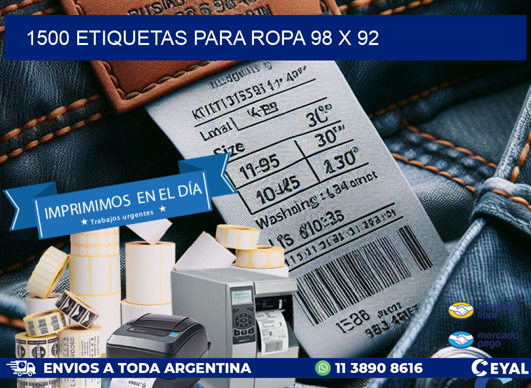 1500 ETIQUETAS PARA ROPA 98 x 92