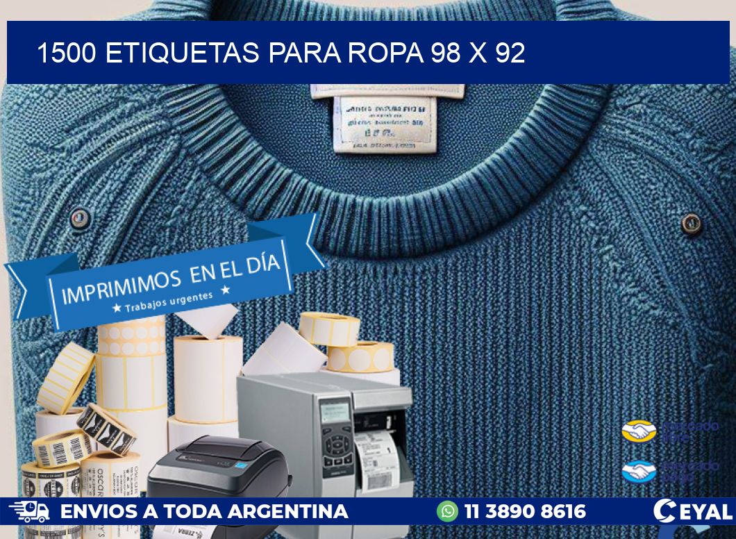 1500 ETIQUETAS PARA ROPA 98 x 92
