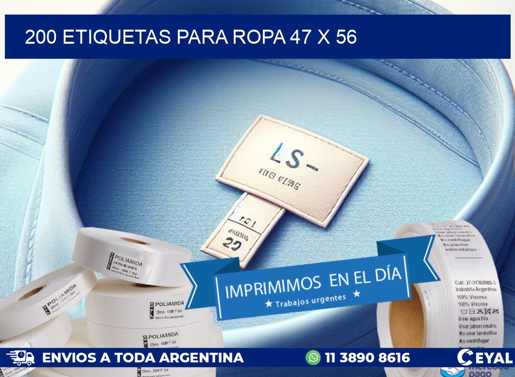 200 ETIQUETAS PARA ROPA 47 x 56