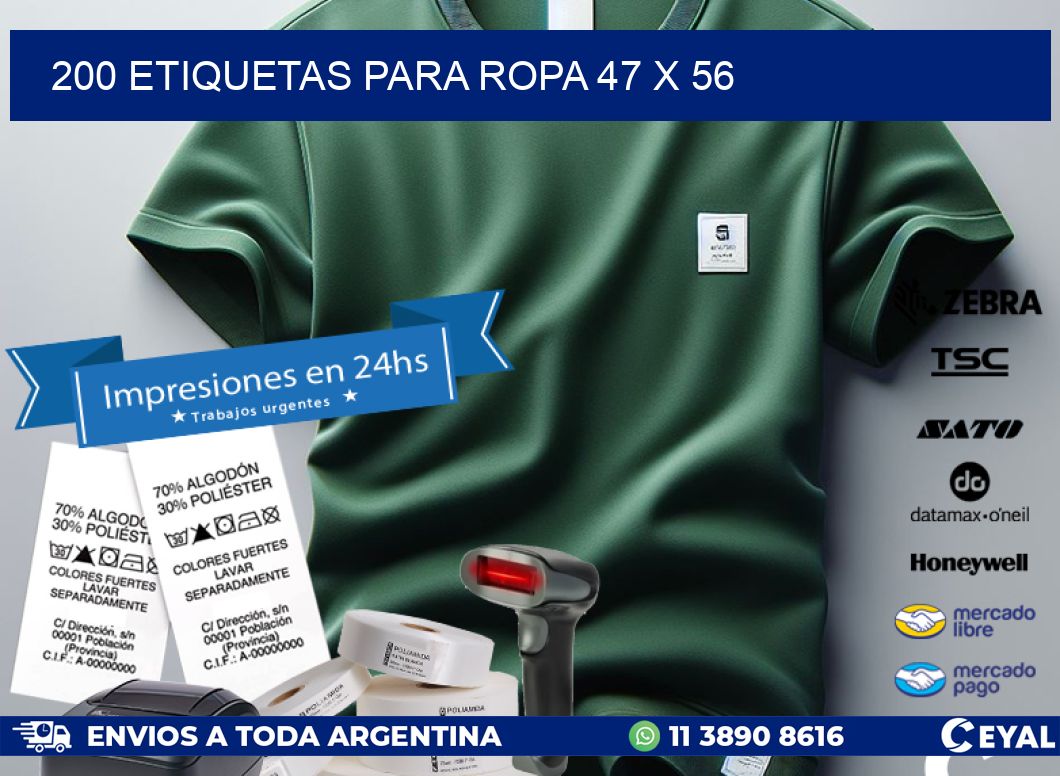200 ETIQUETAS PARA ROPA 47 x 56