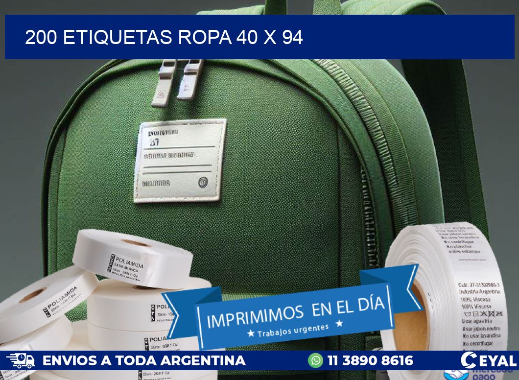 200 ETIQUETAS ROPA 40 x 94