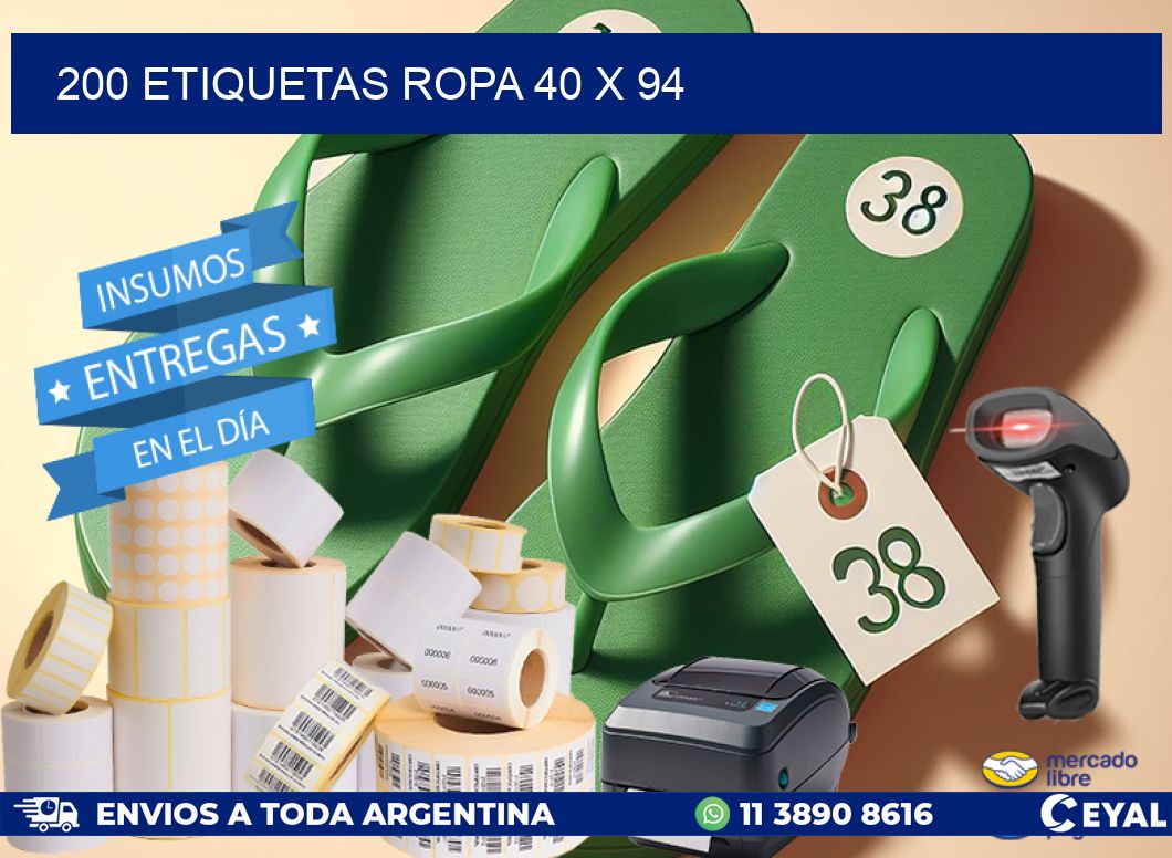 200 ETIQUETAS ROPA 40 x 94