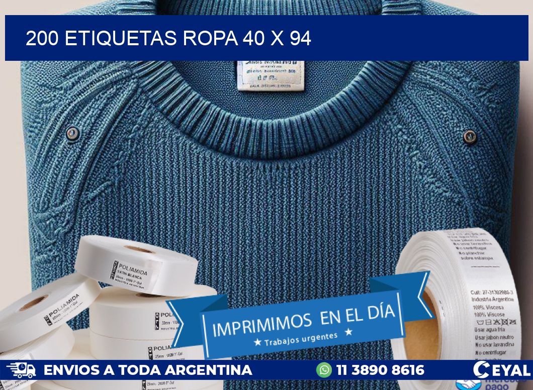 200 ETIQUETAS ROPA 40 x 94