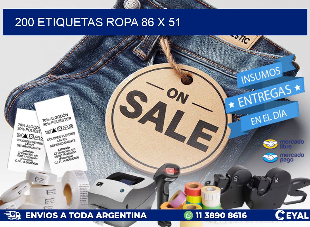 200 ETIQUETAS ROPA 86 x 51