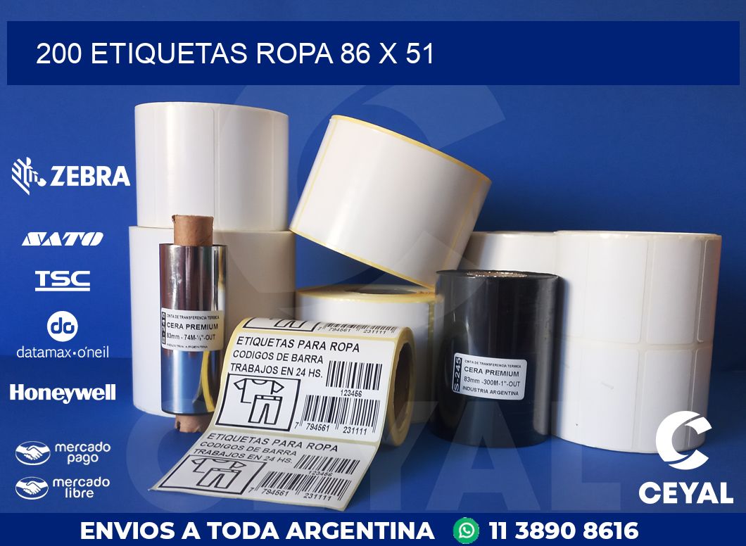 200 ETIQUETAS ROPA 86 x 51