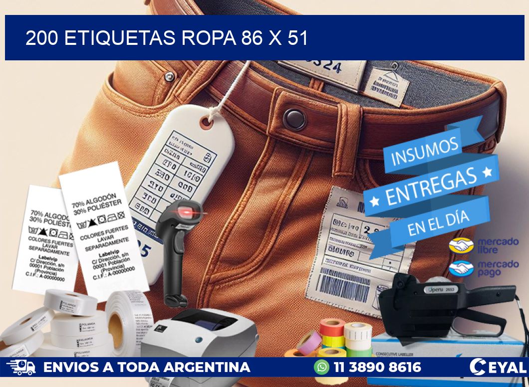 200 ETIQUETAS ROPA 86 x 51
