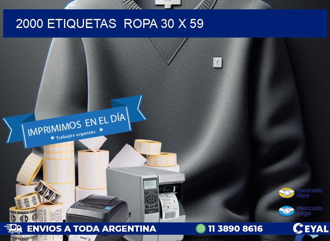 2000 ETIQUETAS  ROPA 30 x 59