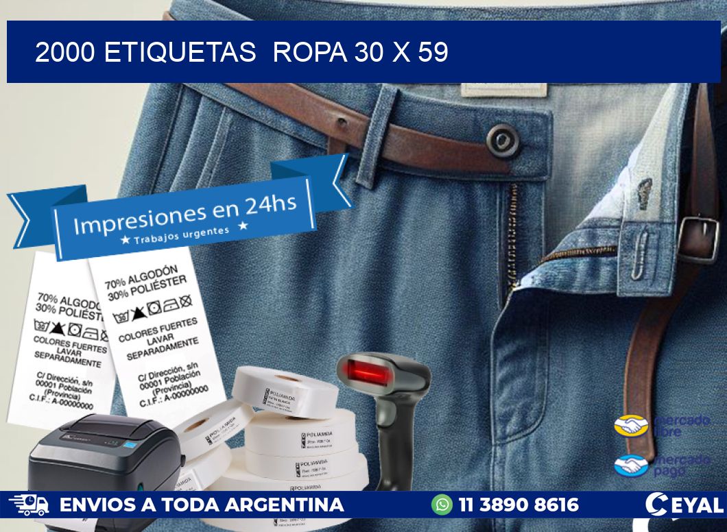 2000 ETIQUETAS  ROPA 30 x 59