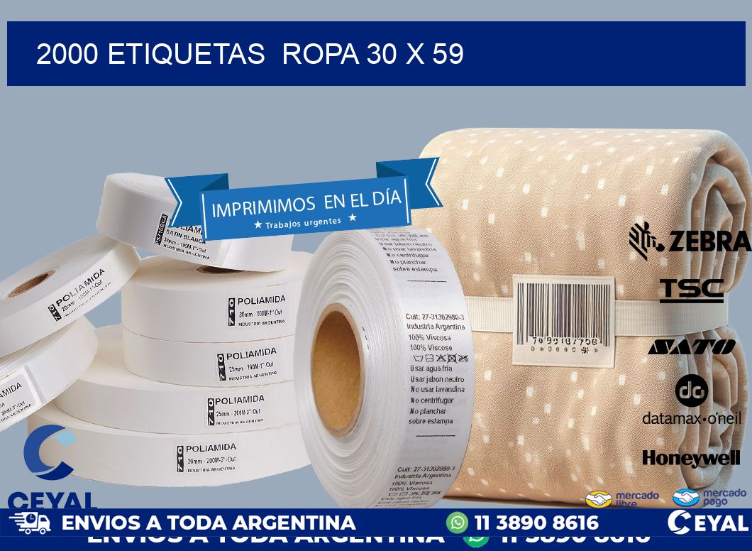 2000 ETIQUETAS  ROPA 30 x 59