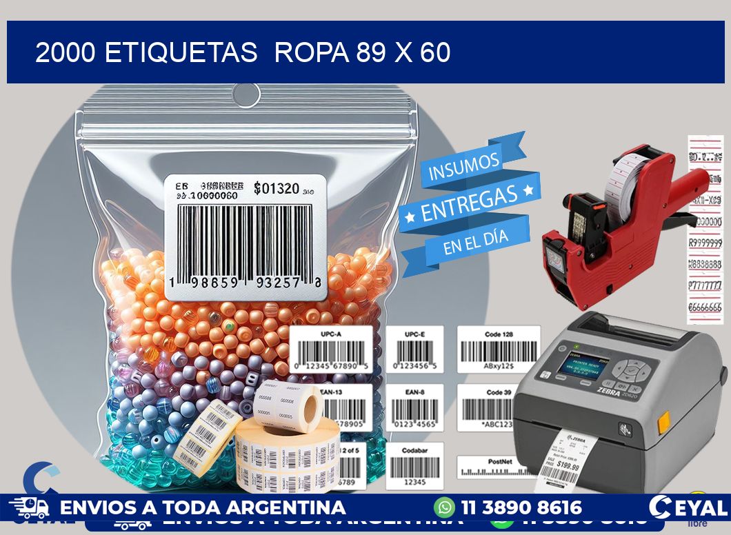 2000 ETIQUETAS  ROPA 89 x 60