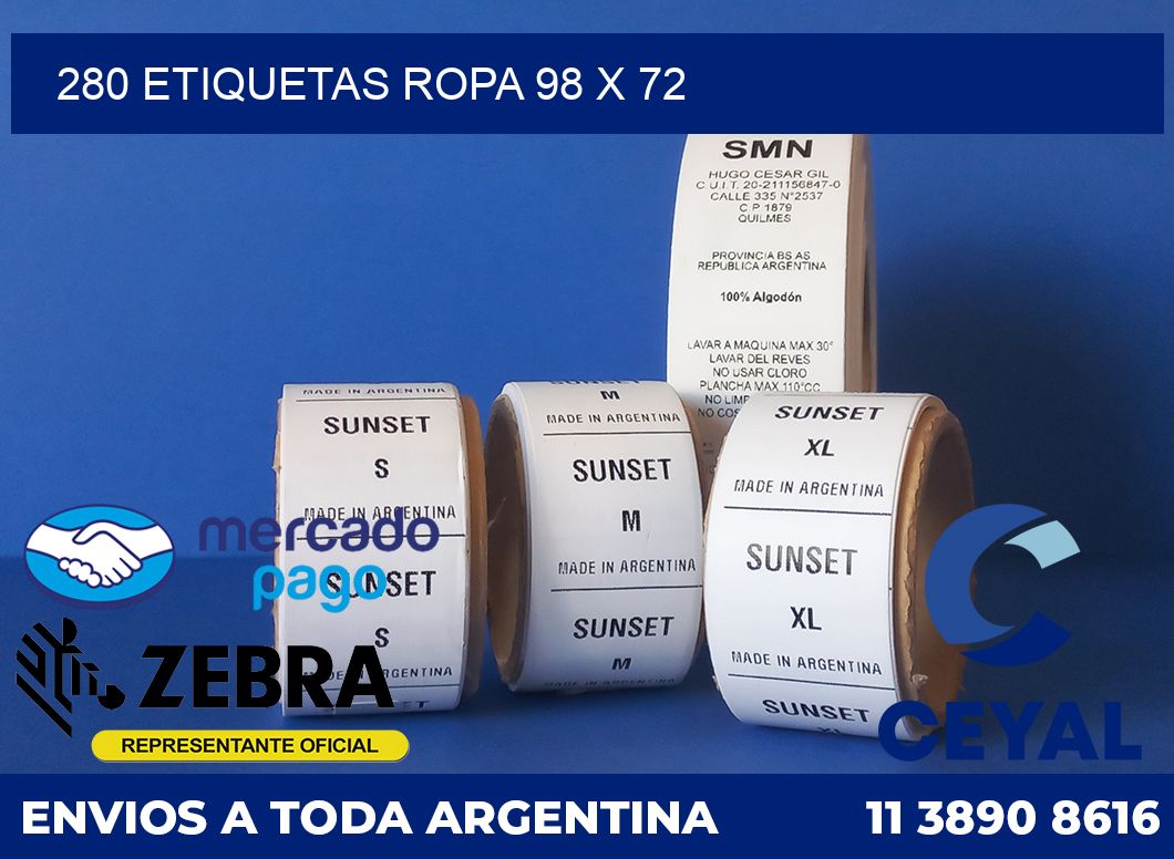 280 ETIQUETAS ROPA 98 x 72