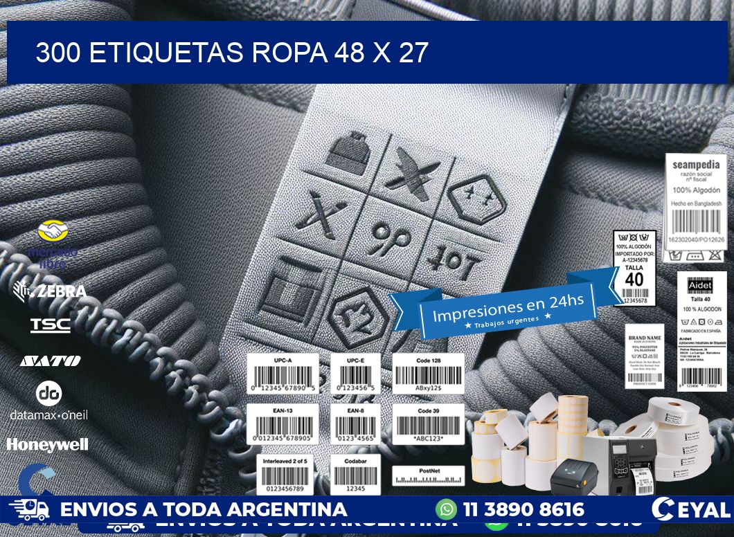 300 ETIQUETAS ROPA 48 x 27