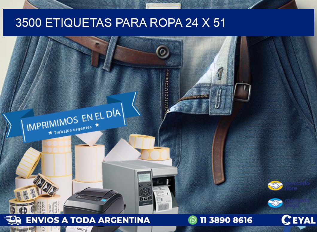 3500 ETIQUETAS PARA ROPA 24 x 51