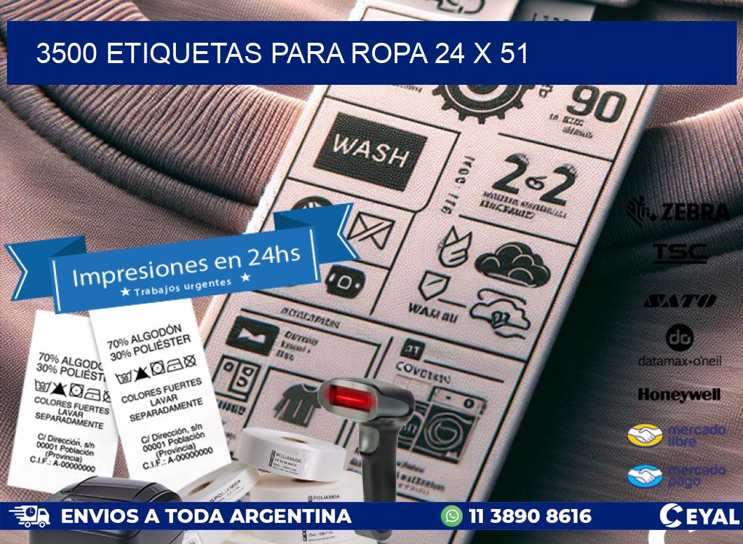3500 ETIQUETAS PARA ROPA 24 x 51