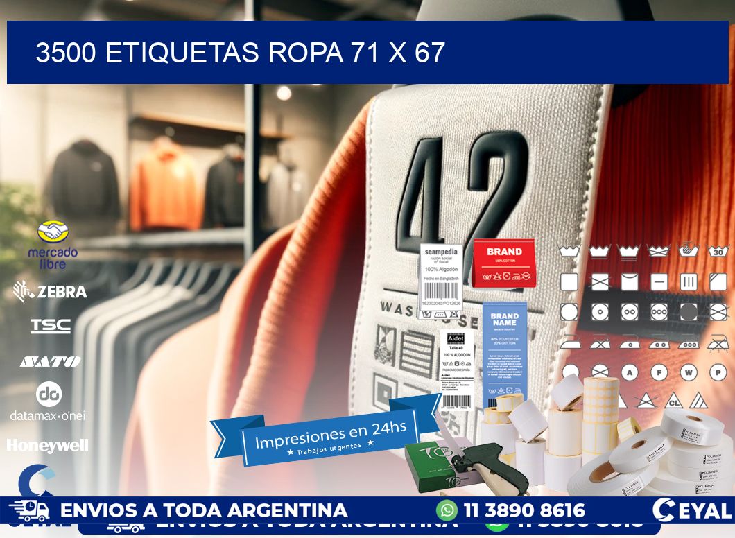 3500 ETIQUETAS ROPA 71 x 67