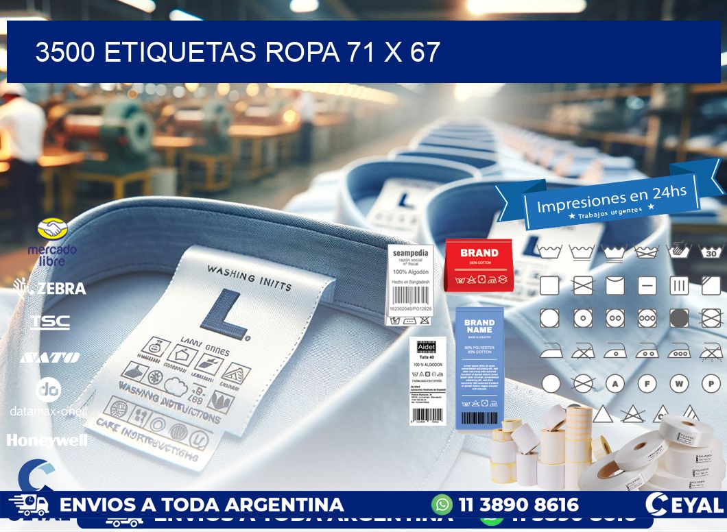 3500 ETIQUETAS ROPA 71 x 67