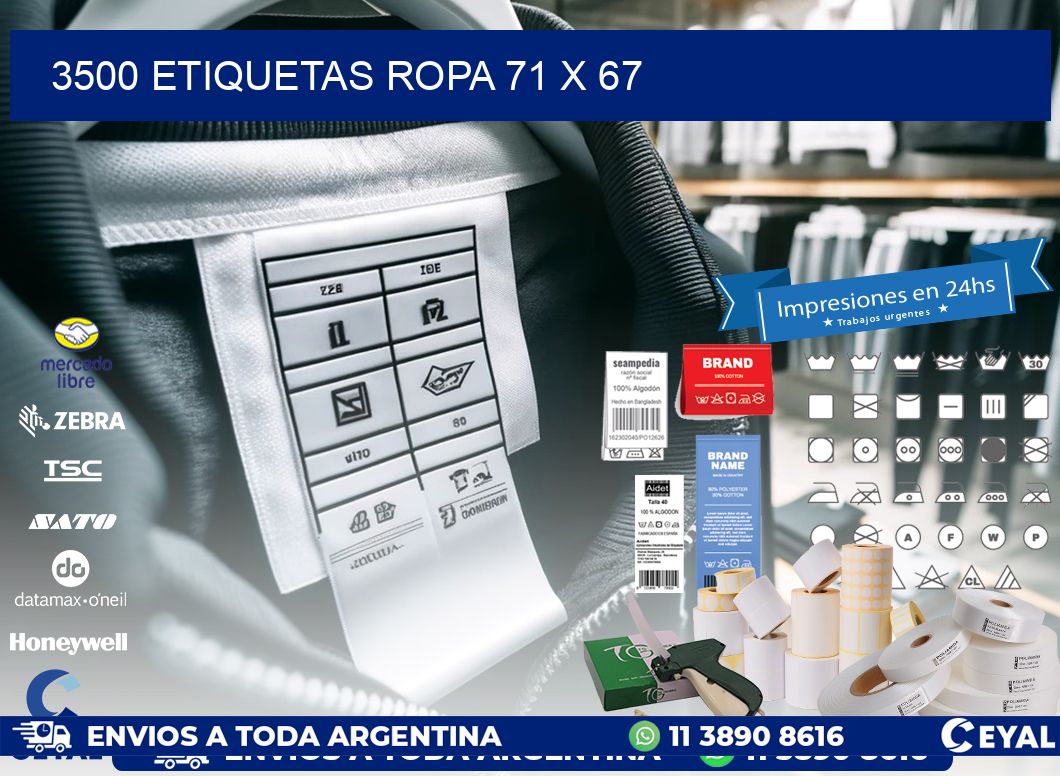 3500 ETIQUETAS ROPA 71 x 67