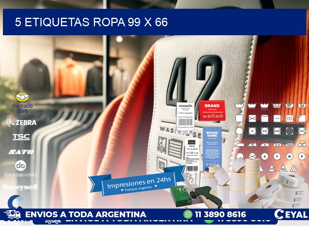 5 ETIQUETAS ROPA 99 x 66