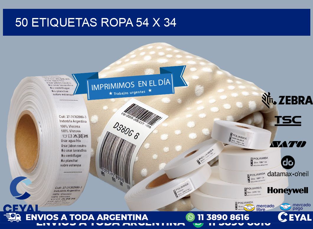 50 ETIQUETAS ROPA 54 x 34