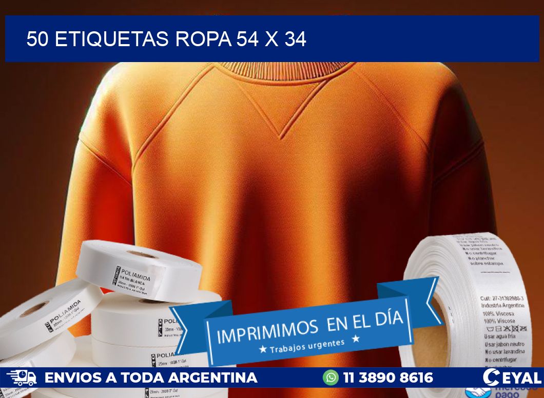 50 ETIQUETAS ROPA 54 x 34