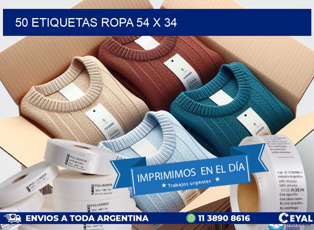 50 ETIQUETAS ROPA 54 x 34