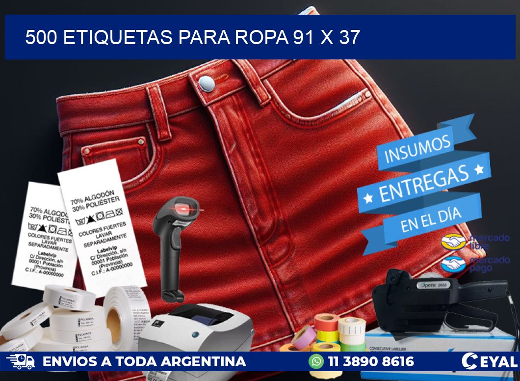 500 ETIQUETAS PARA ROPA 91 x 37