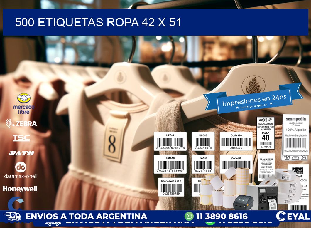 500 ETIQUETAS ROPA 42 x 51