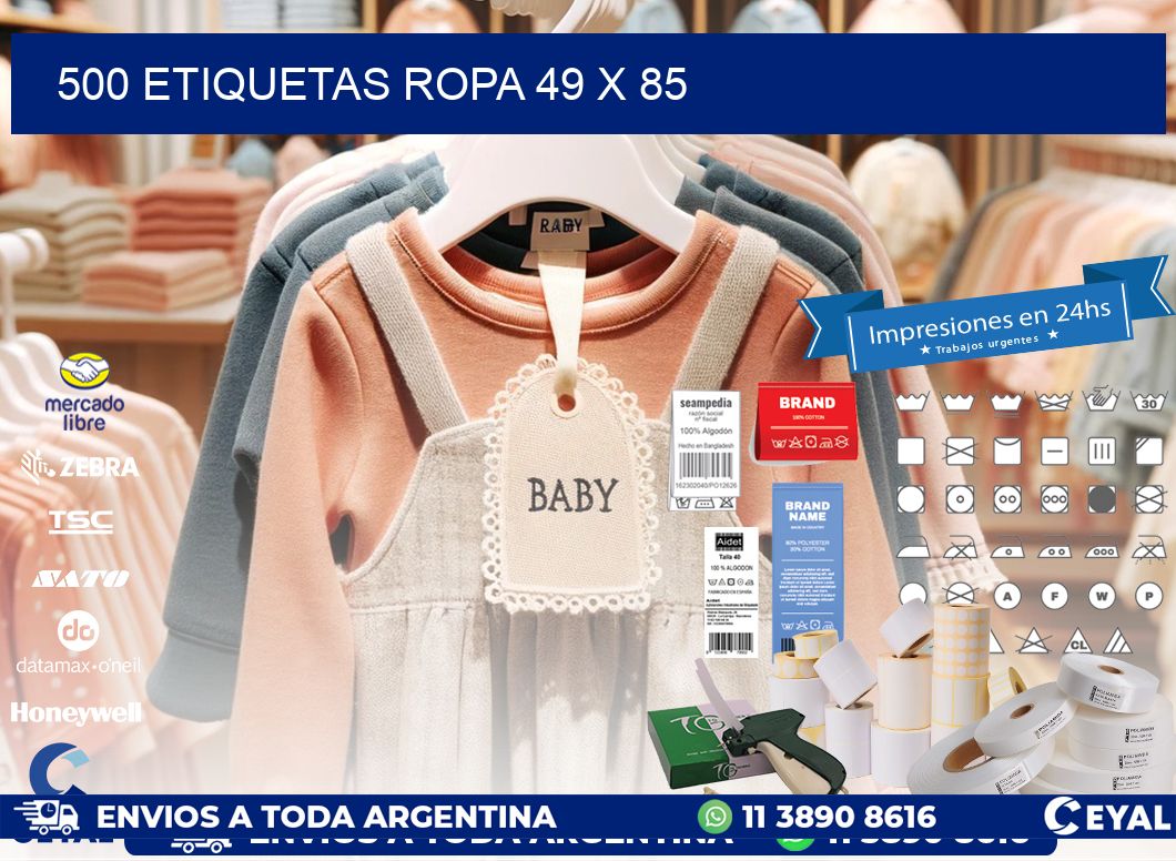 500 ETIQUETAS ROPA 49 x 85
