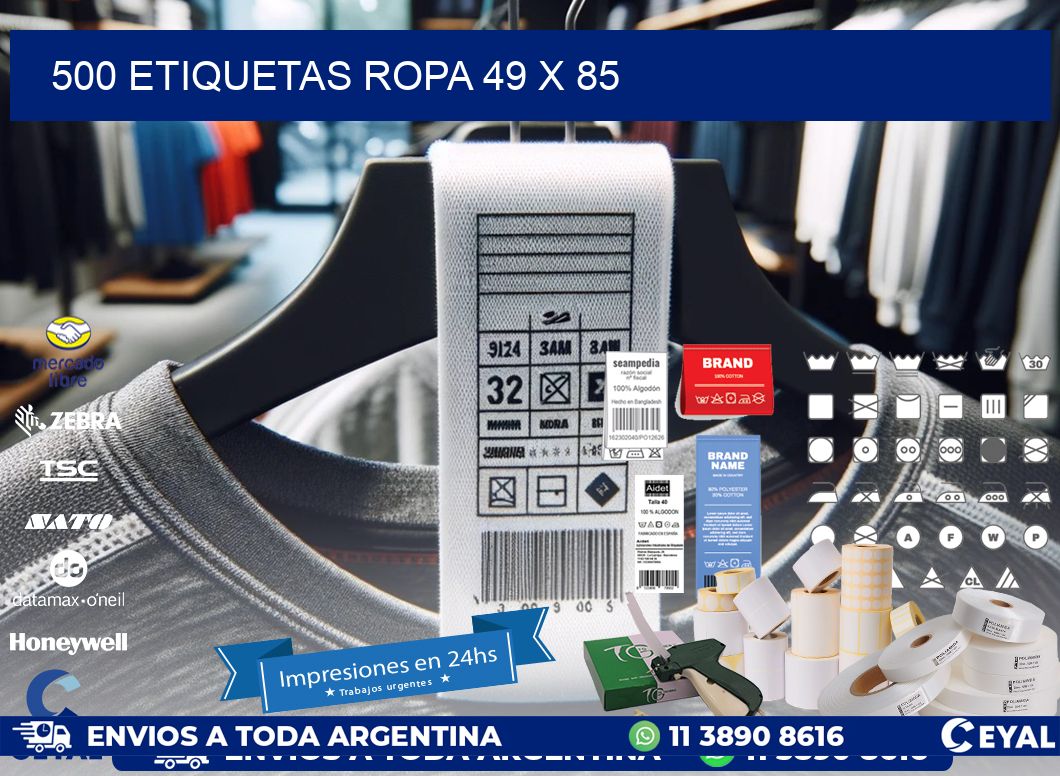 500 ETIQUETAS ROPA 49 x 85