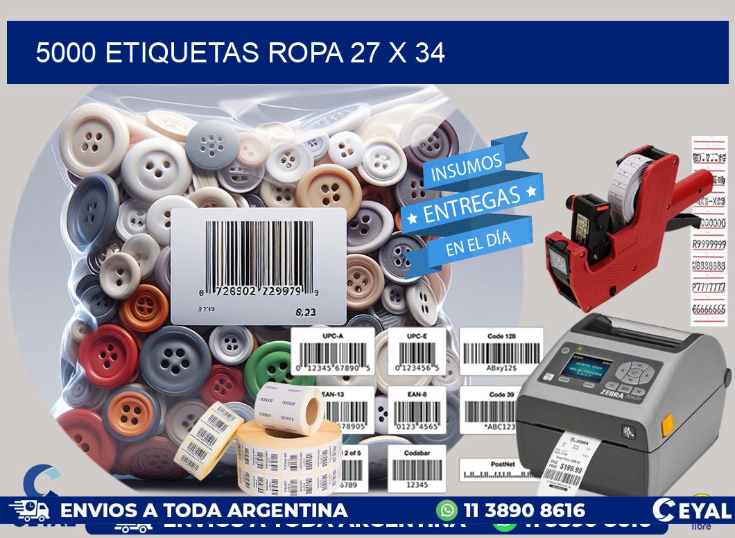 5000 ETIQUETAS ROPA 27 x 34