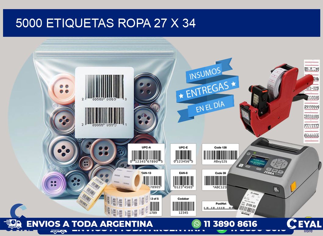 5000 ETIQUETAS ROPA 27 x 34
