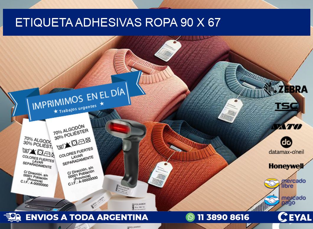 ETIQUETA ADHESIVAS ROPA 90 x 67