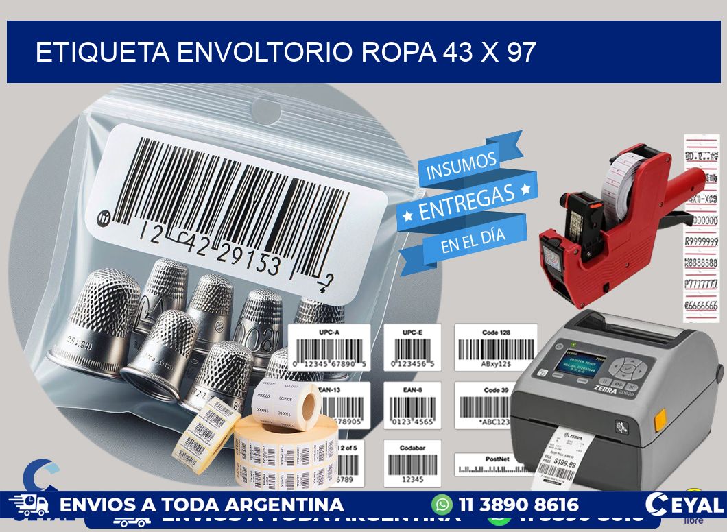 ETIQUETA ENVOLTORIO ROPA 43 x 97