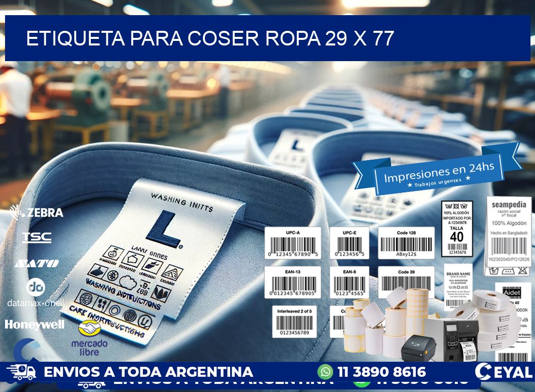 ETIQUETA PARA COSER ROPA 29 x 77
