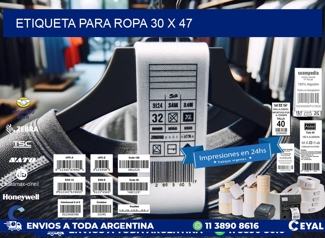 ETIQUETA PARA ROPA 30 x 47