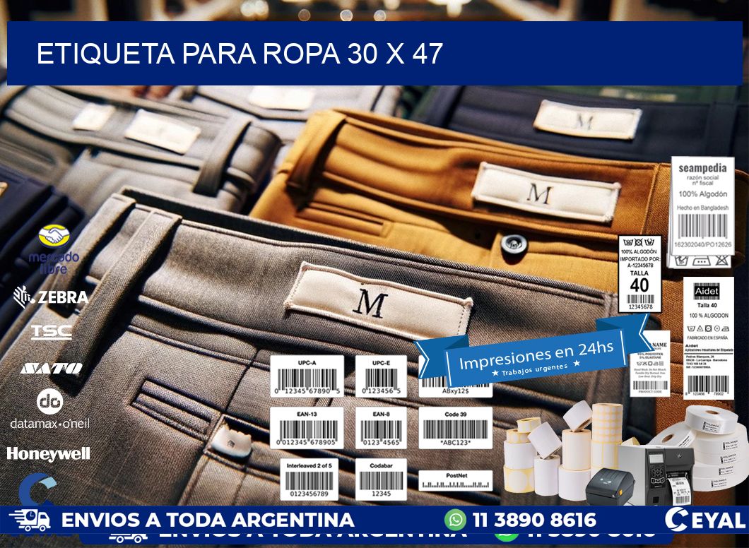 ETIQUETA PARA ROPA 30 x 47