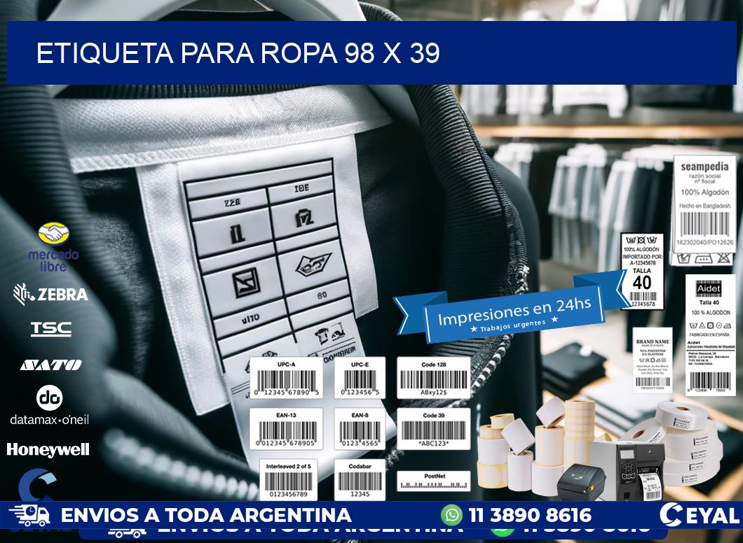 ETIQUETA PARA ROPA 98 x 39
