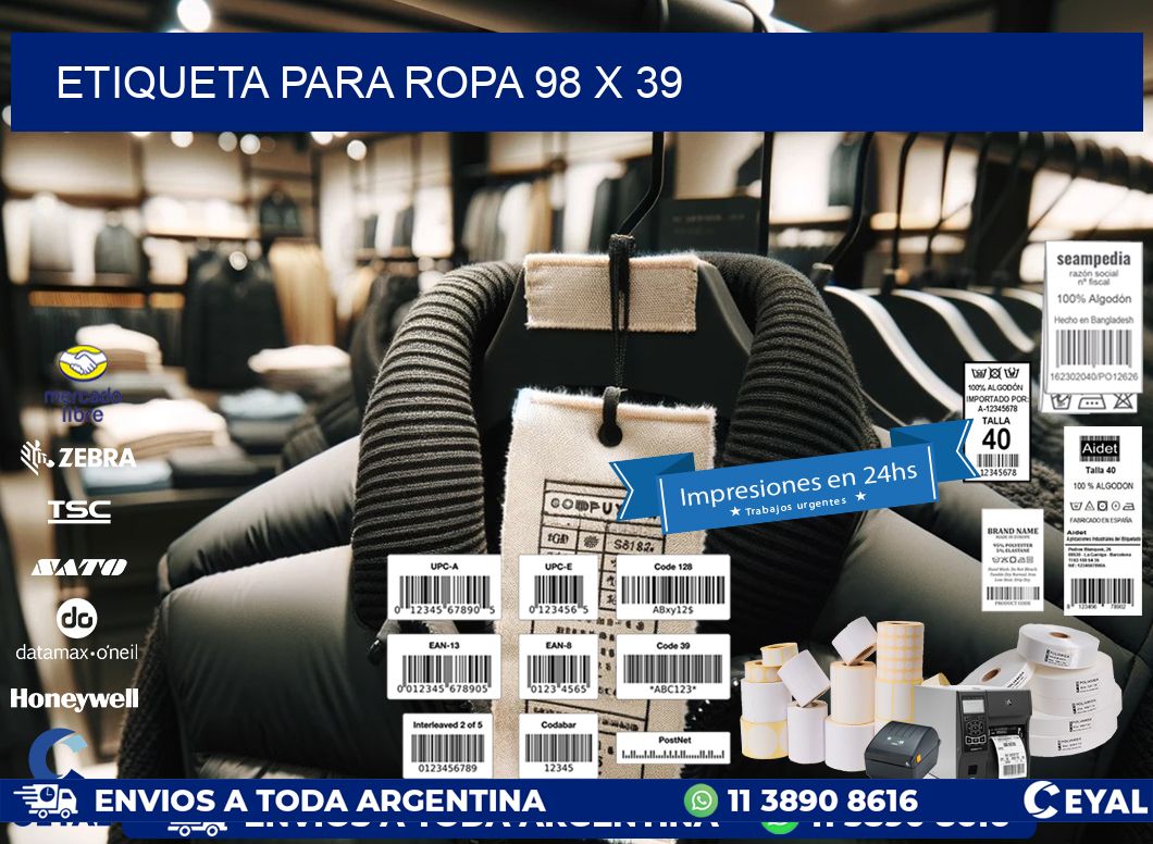 ETIQUETA PARA ROPA 98 x 39