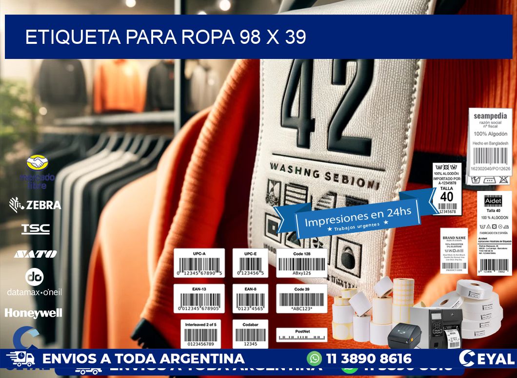 ETIQUETA PARA ROPA 98 x 39