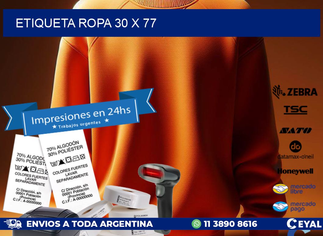 ETIQUETA ROPA 30 x 77